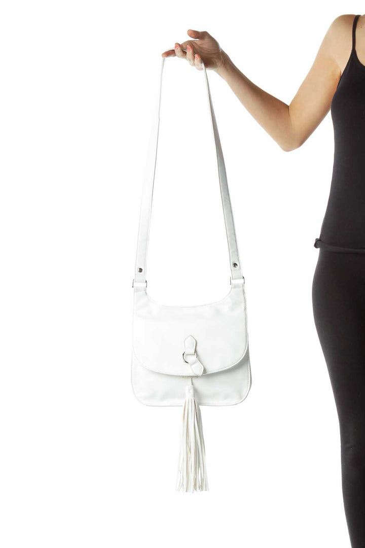 White Crossbody Bag with Tassle