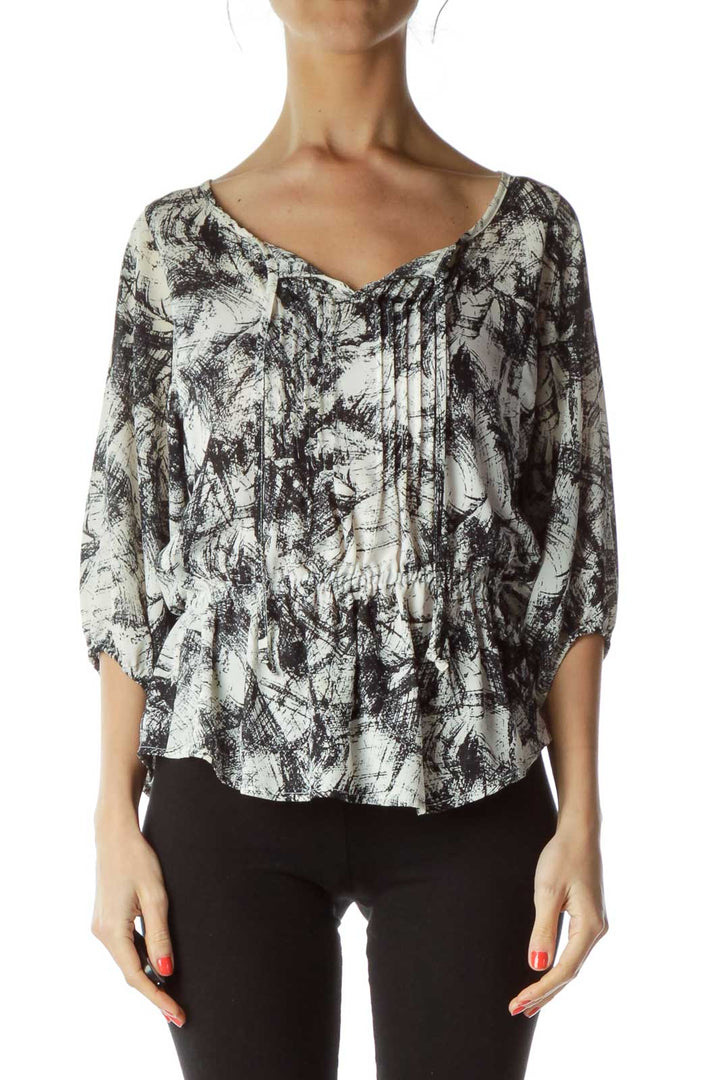 Black Cream Print Blouse