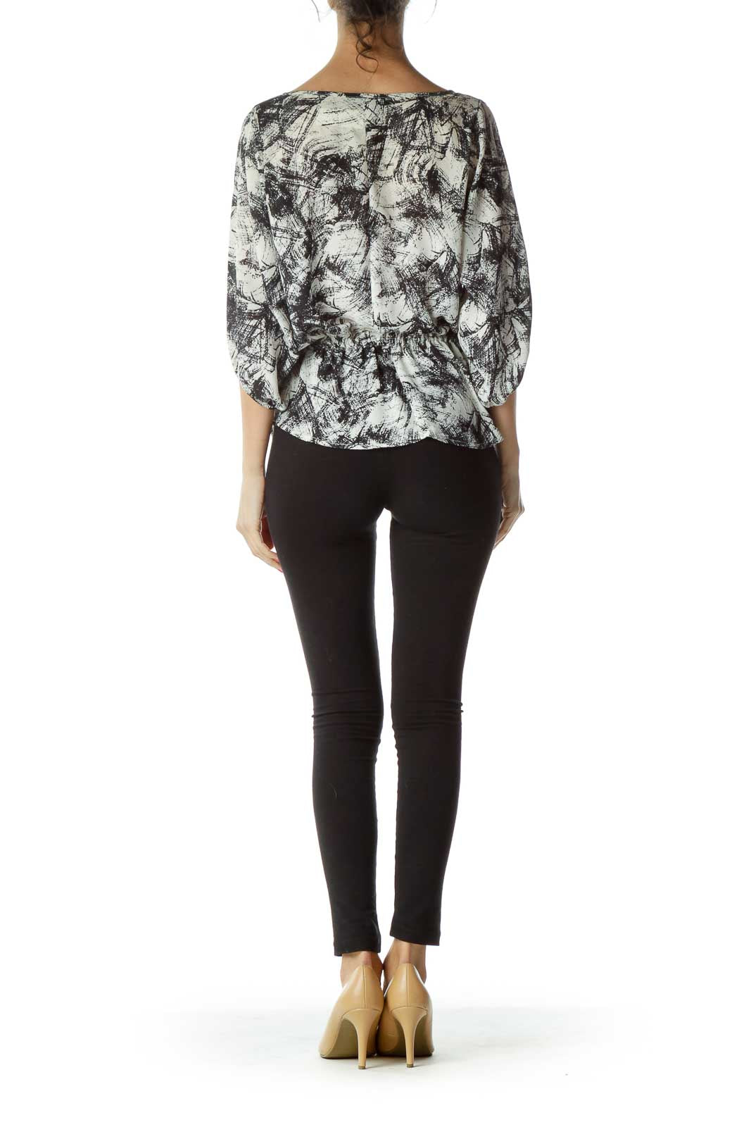 Black Cream Print Blouse