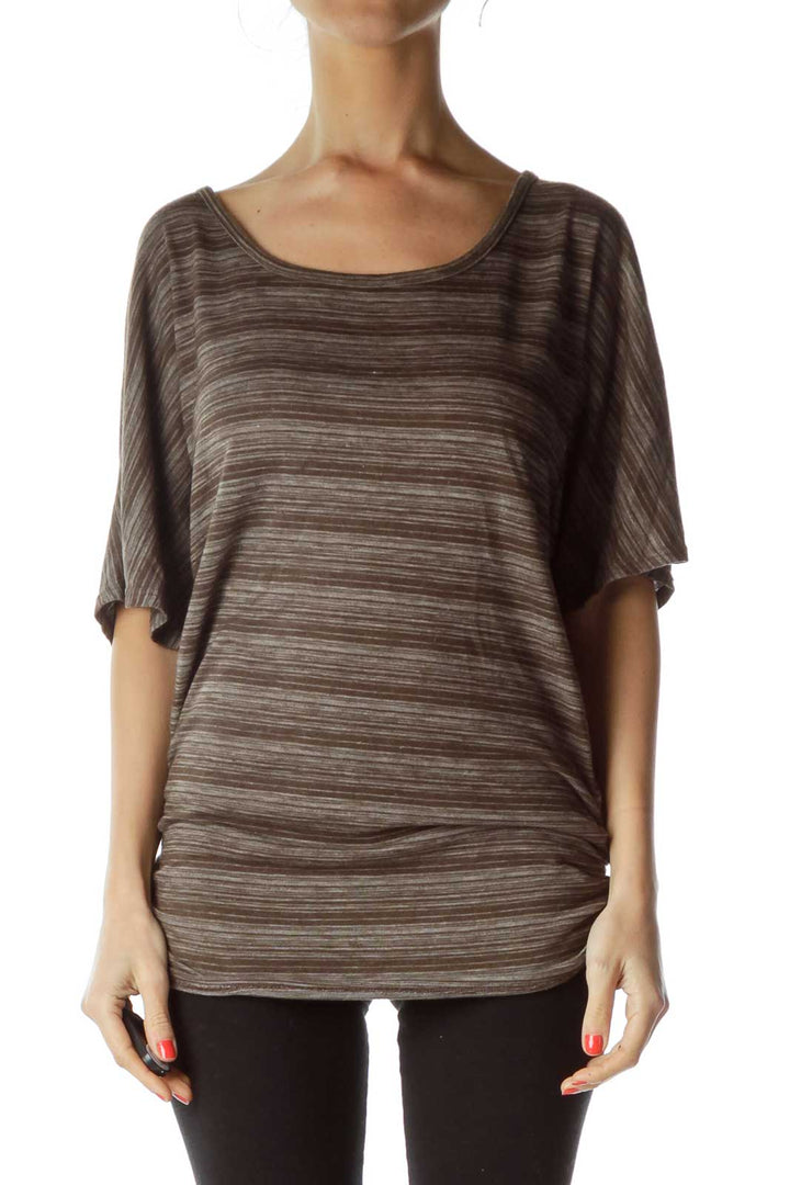 Brown Striped Jersey Top