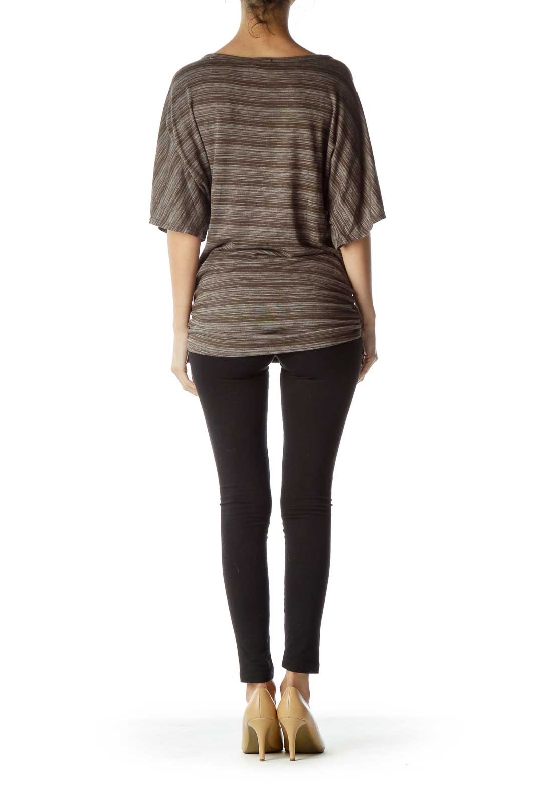 Brown Striped Jersey Top