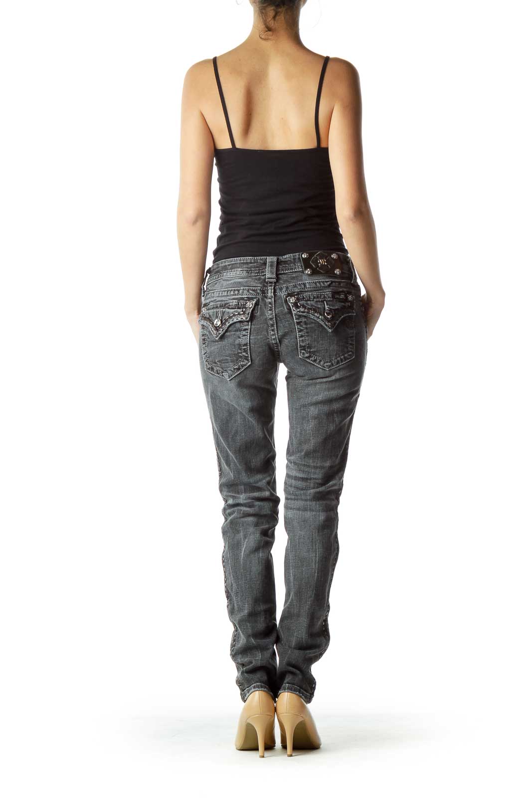 Black Skinny Jean with Shiny Trim