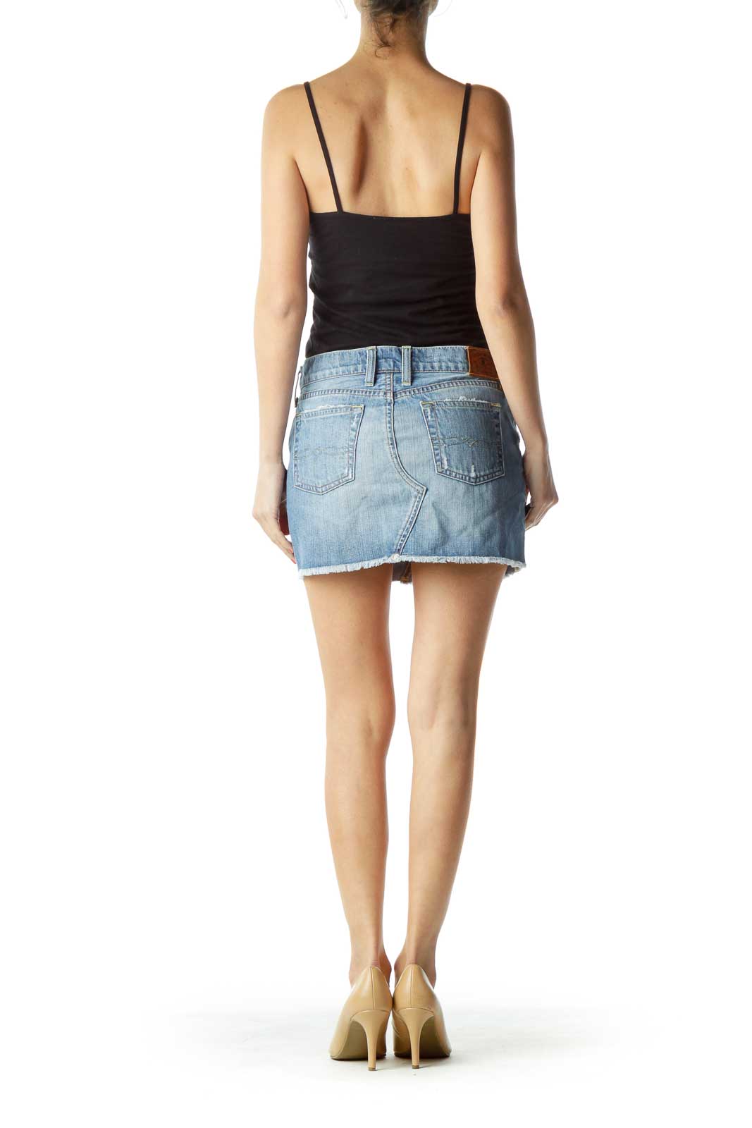 Distressed Denim Mini Skirt