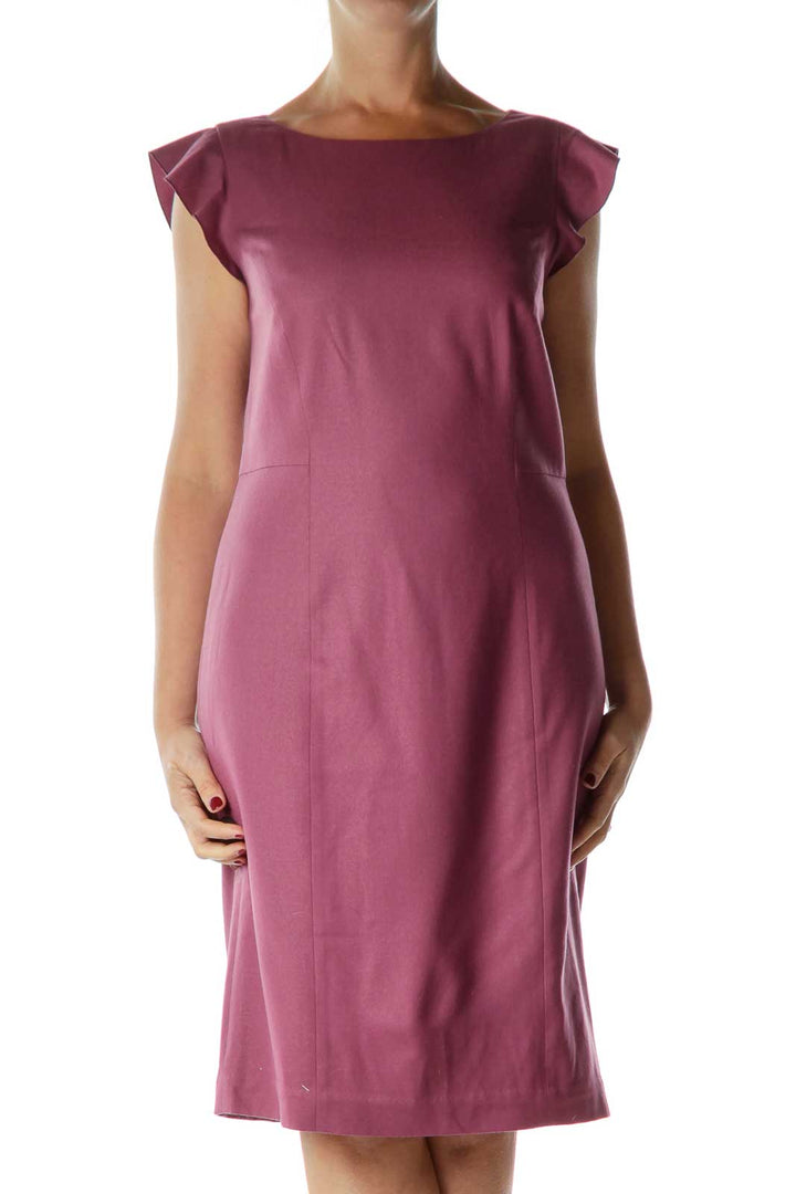 Purple Cap Sleeve Sheath Dress