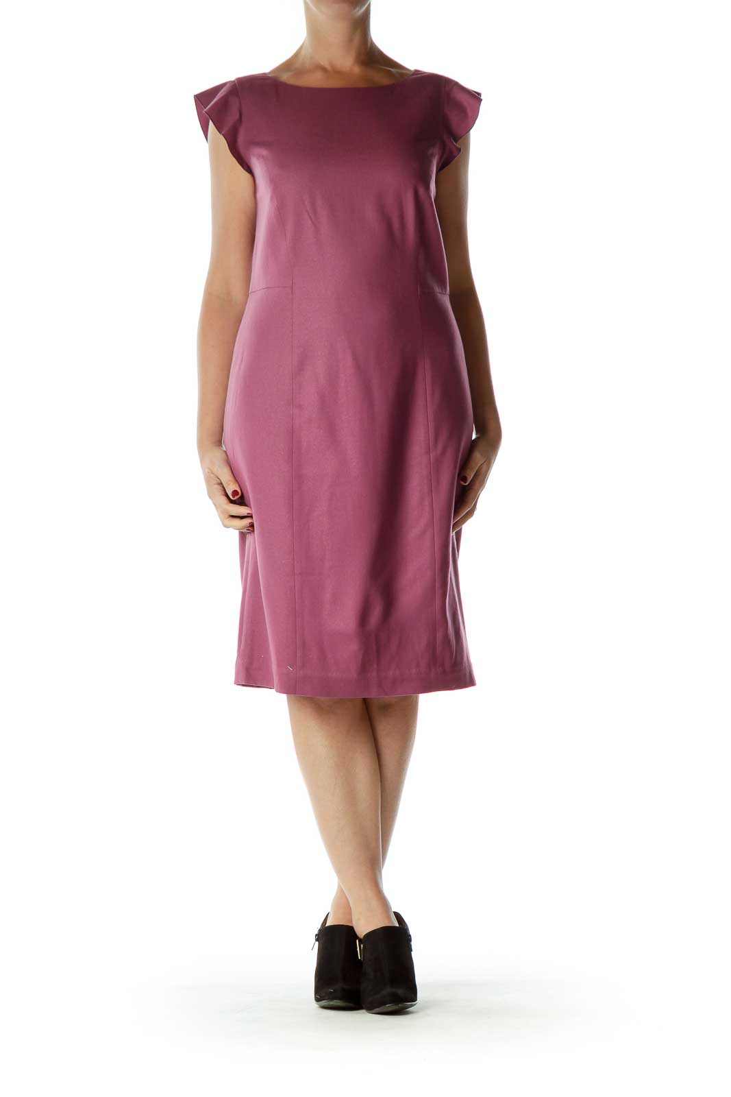 Purple Cap Sleeve Sheath Dress