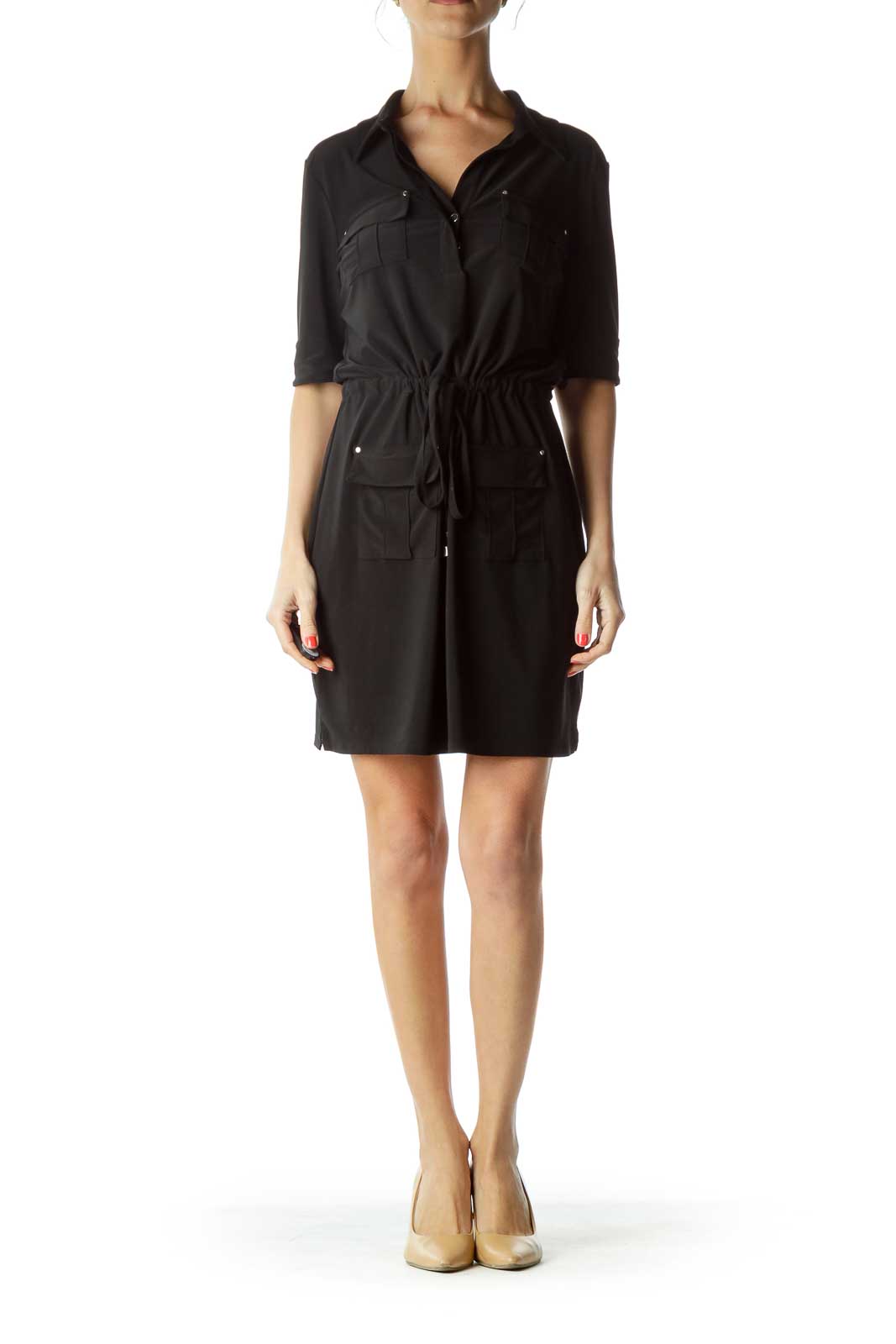 Black Jersey Dress with Pockets