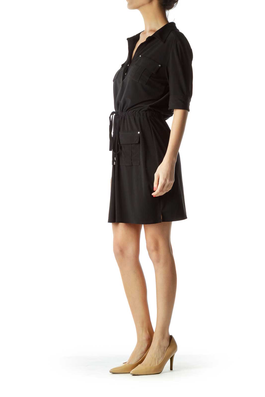 Black Jersey Dress with Pockets