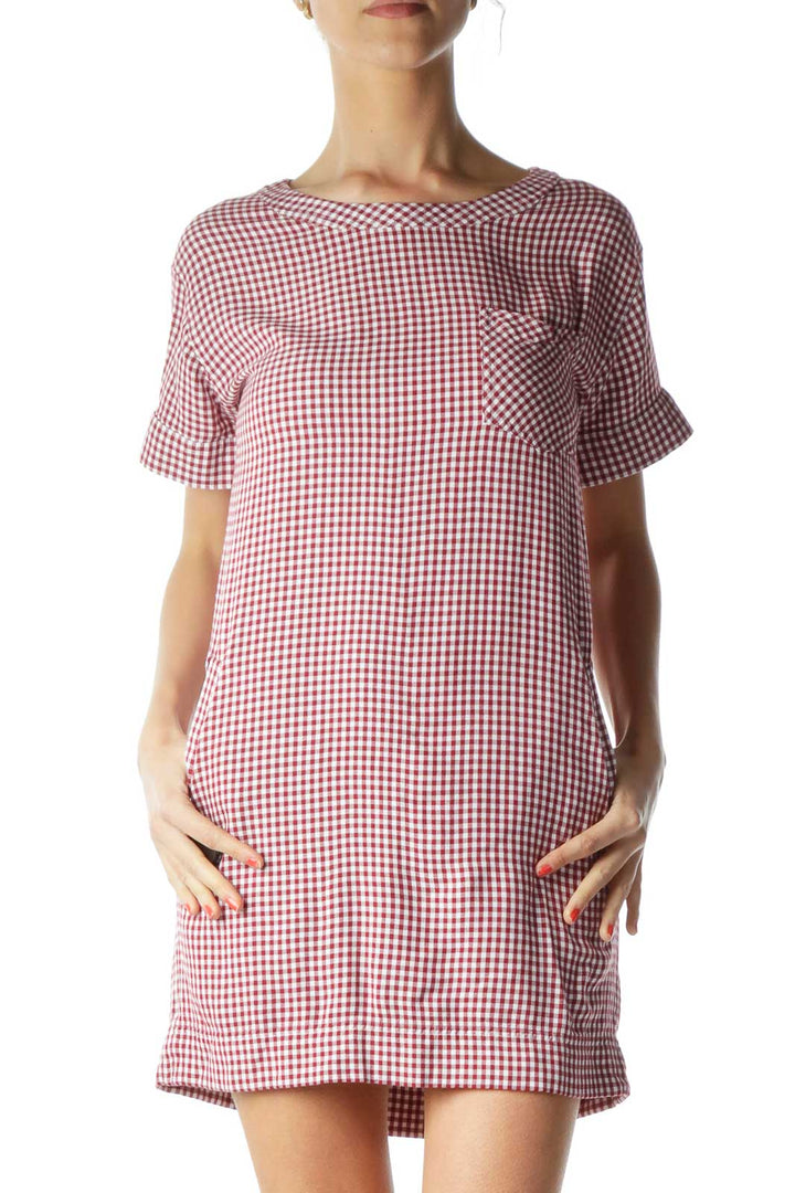 Red White Gingham Shift Dress