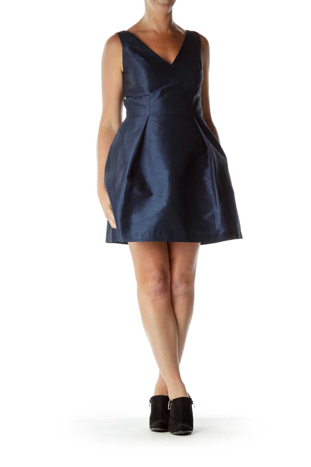 Navy Sleeveless A-Line Cocktail Dress