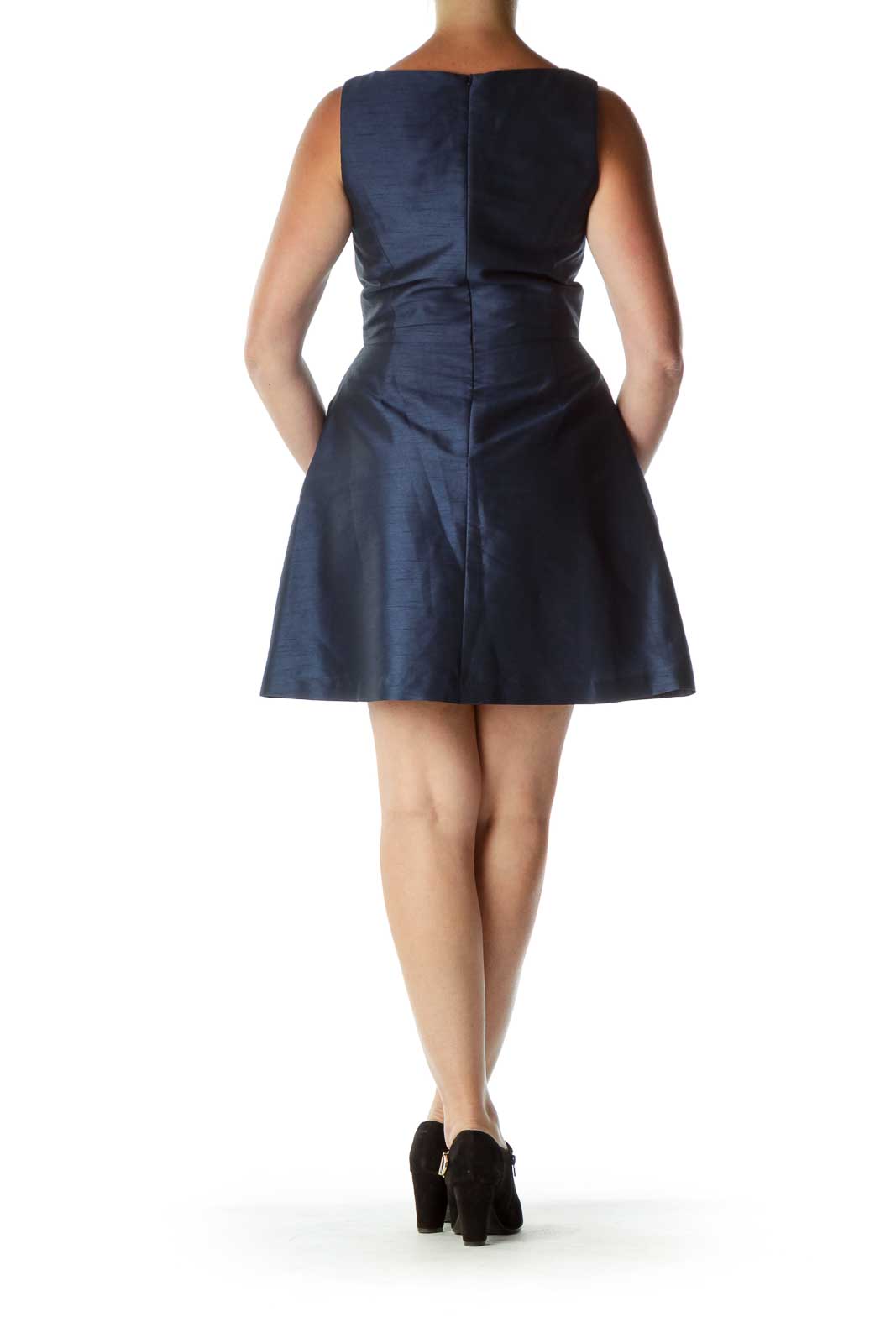 Navy Sleeveless A-Line Cocktail Dress