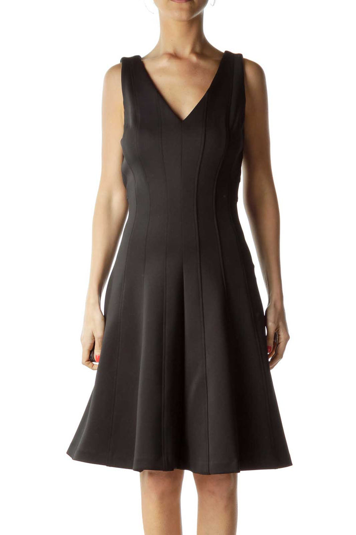 Black Classic V-Neck Cocktail Dress