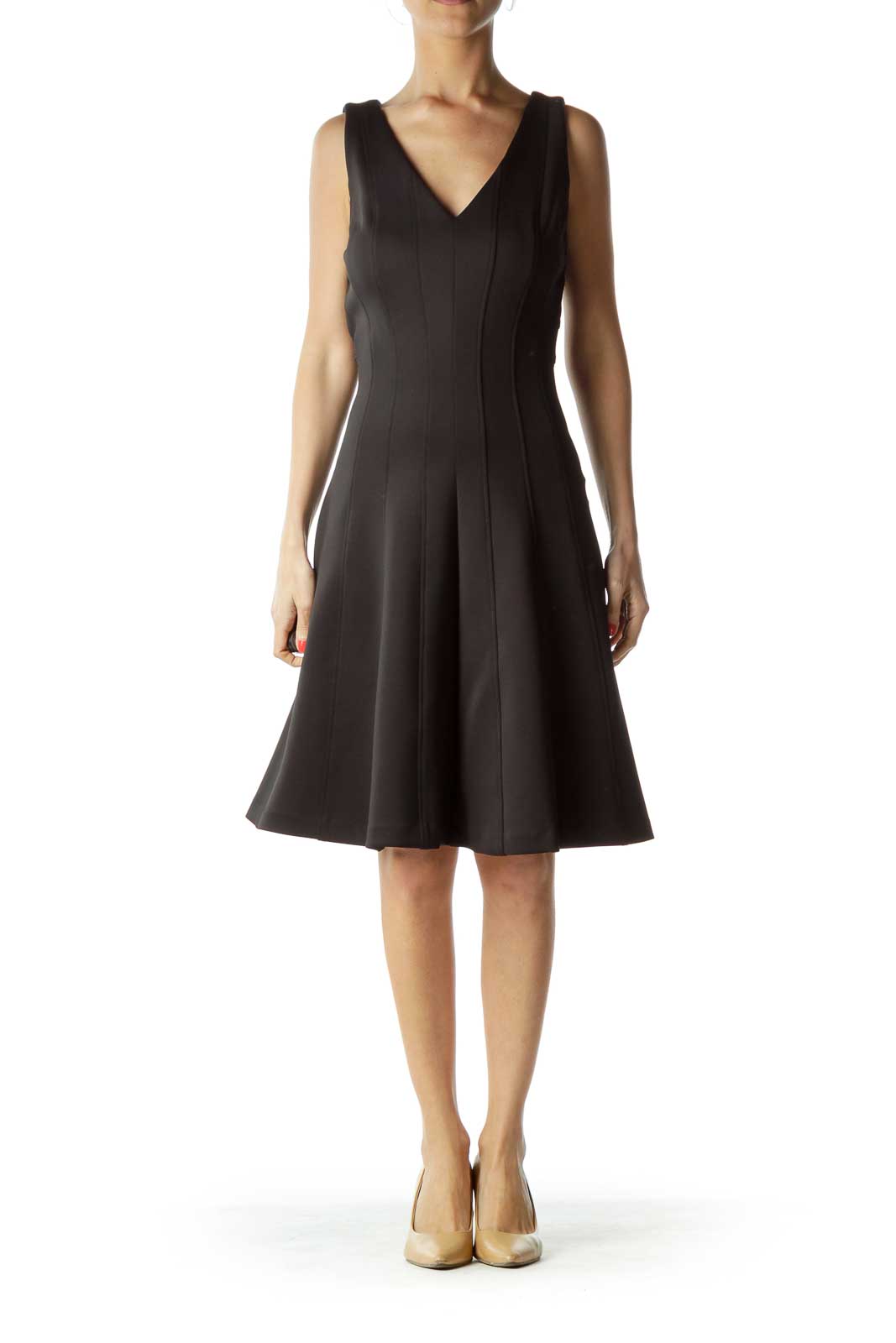 Black Classic V-Neck Cocktail Dress