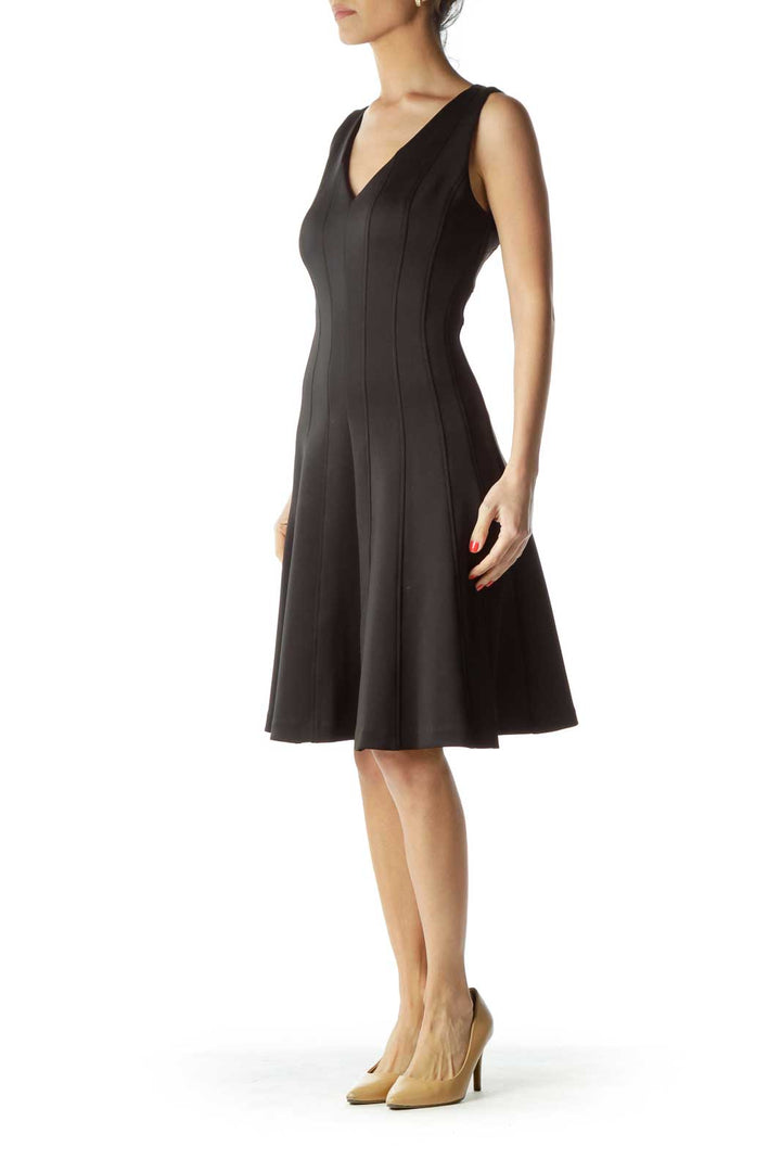 Black Classic V-Neck Cocktail Dress