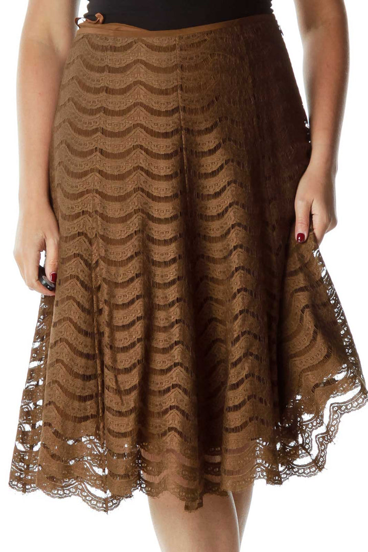 Brown A-Line Lace Skirt