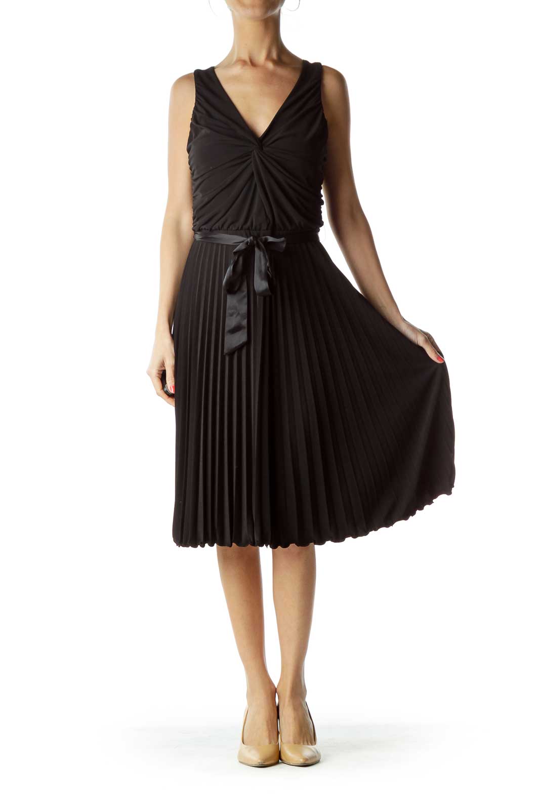 Black Pleated Sleeveless