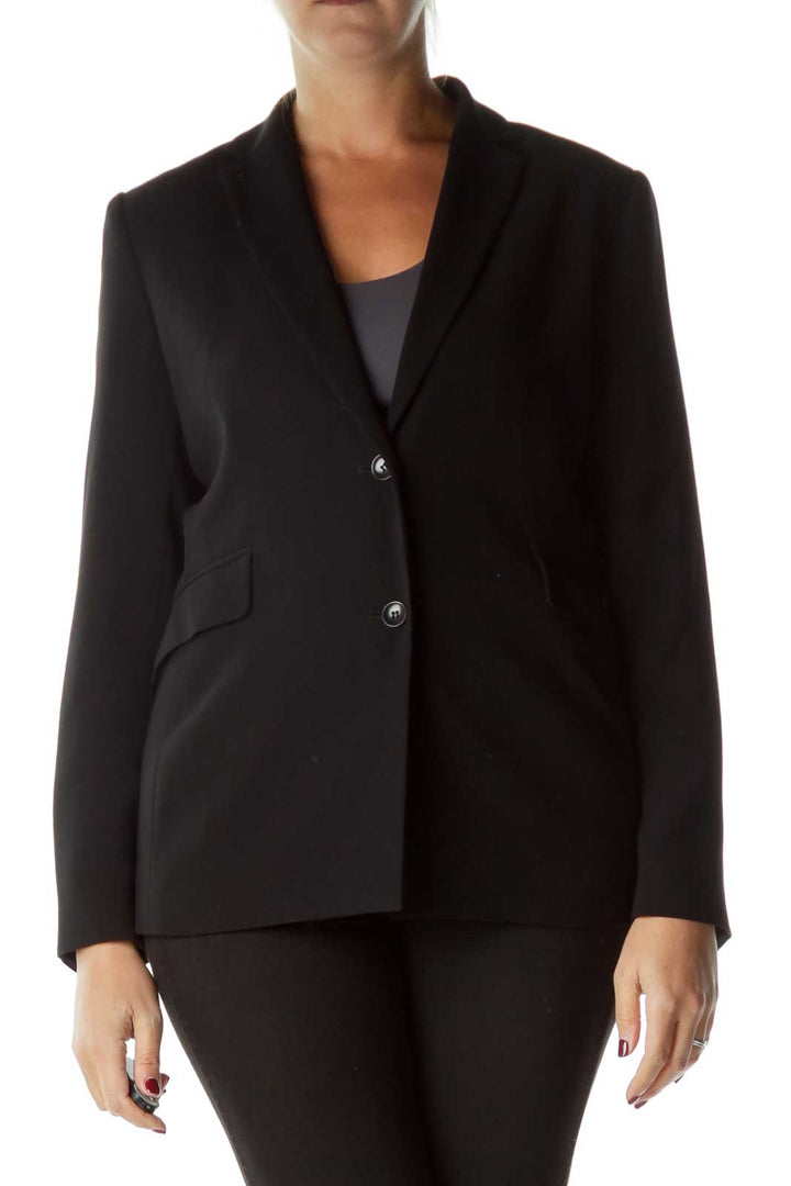 Black Buttoned Pocketed Blazer