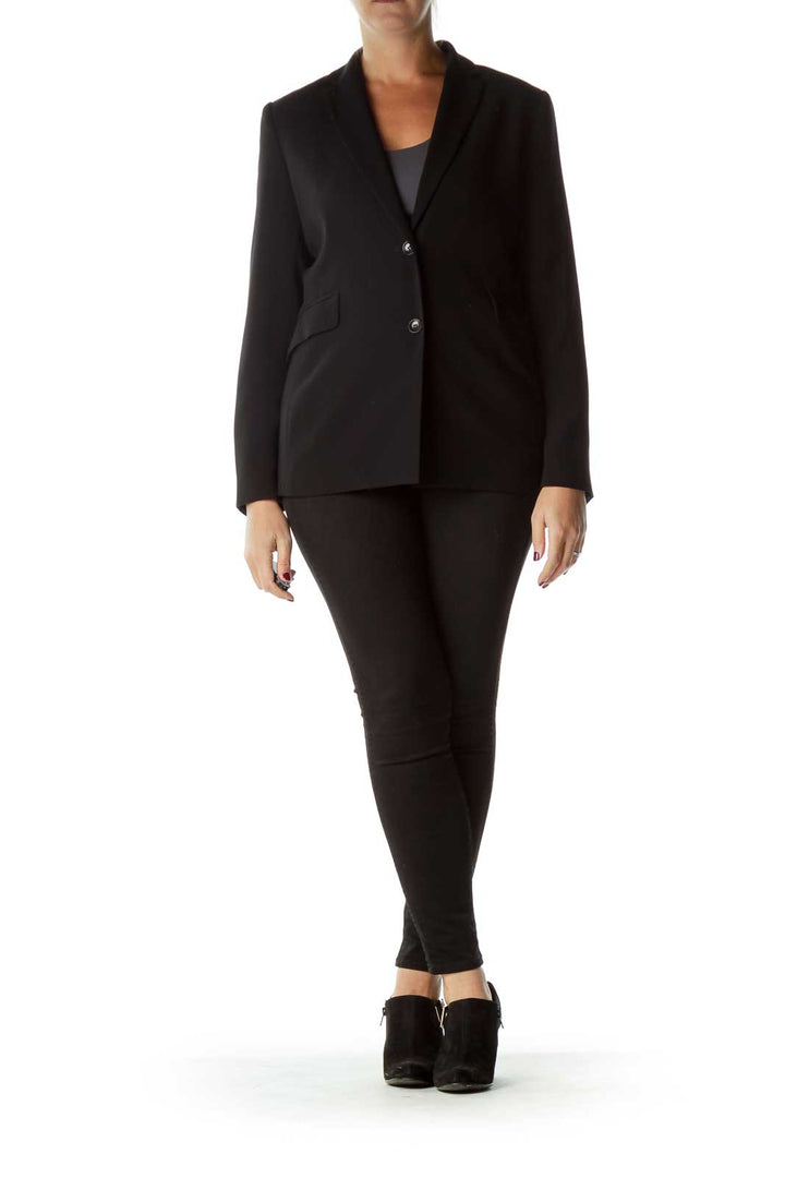 Black Buttoned Pocketed Blazer