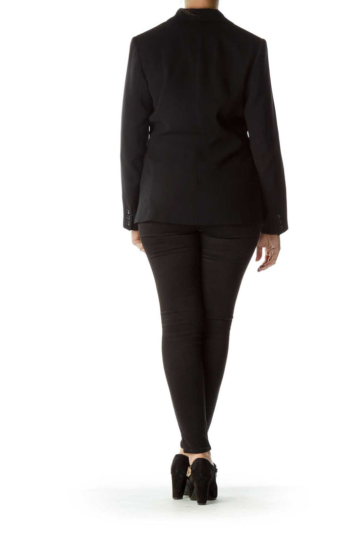 Black Buttoned Pocketed Blazer