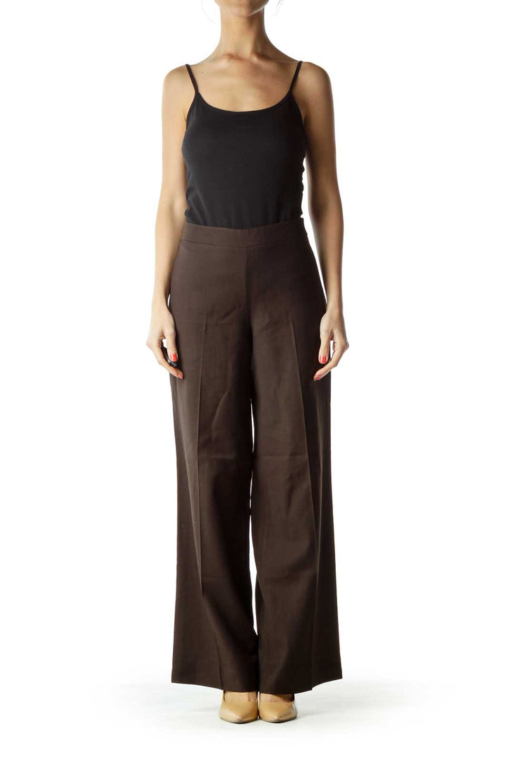 Brown Wide-Leg Work Pant