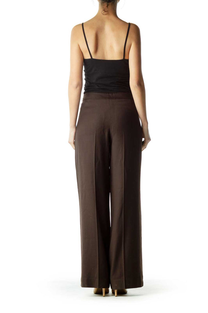 Brown Wide-Leg Work Pant