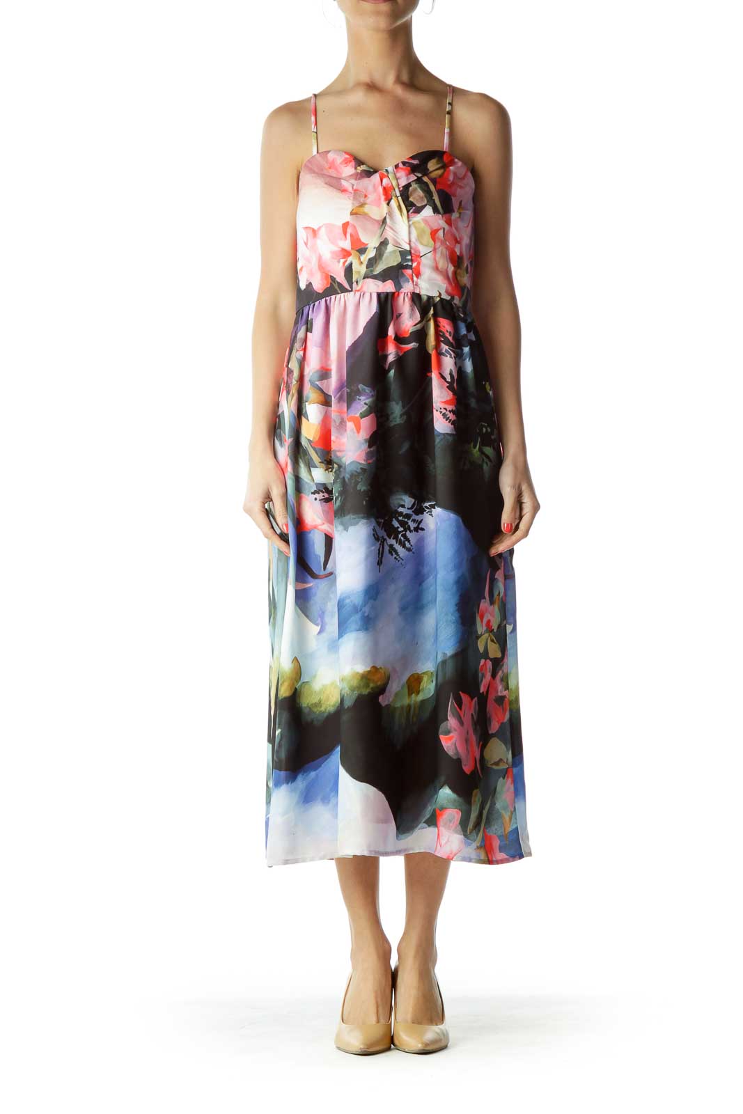 Multicolor Floral Print Cocktail Dress