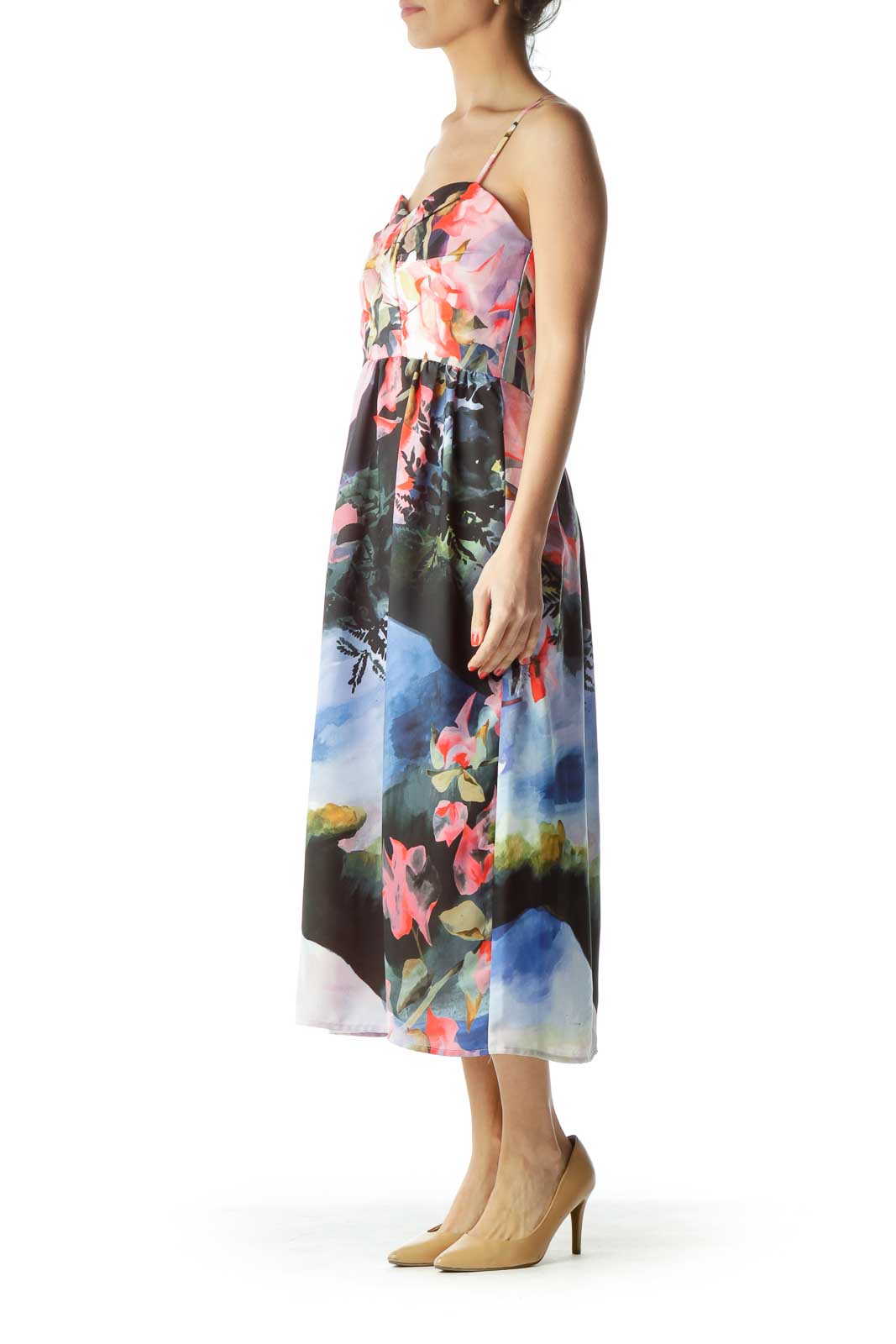 Multicolor Floral Print Cocktail Dress