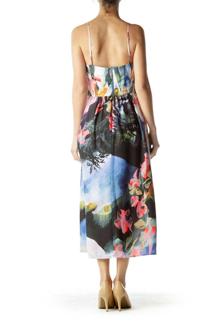 Multicolor Floral Print Cocktail Dress