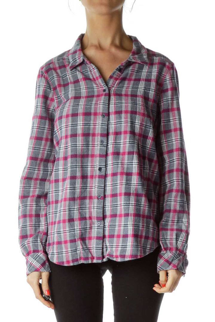 Pink Checkered Flannel Shirt