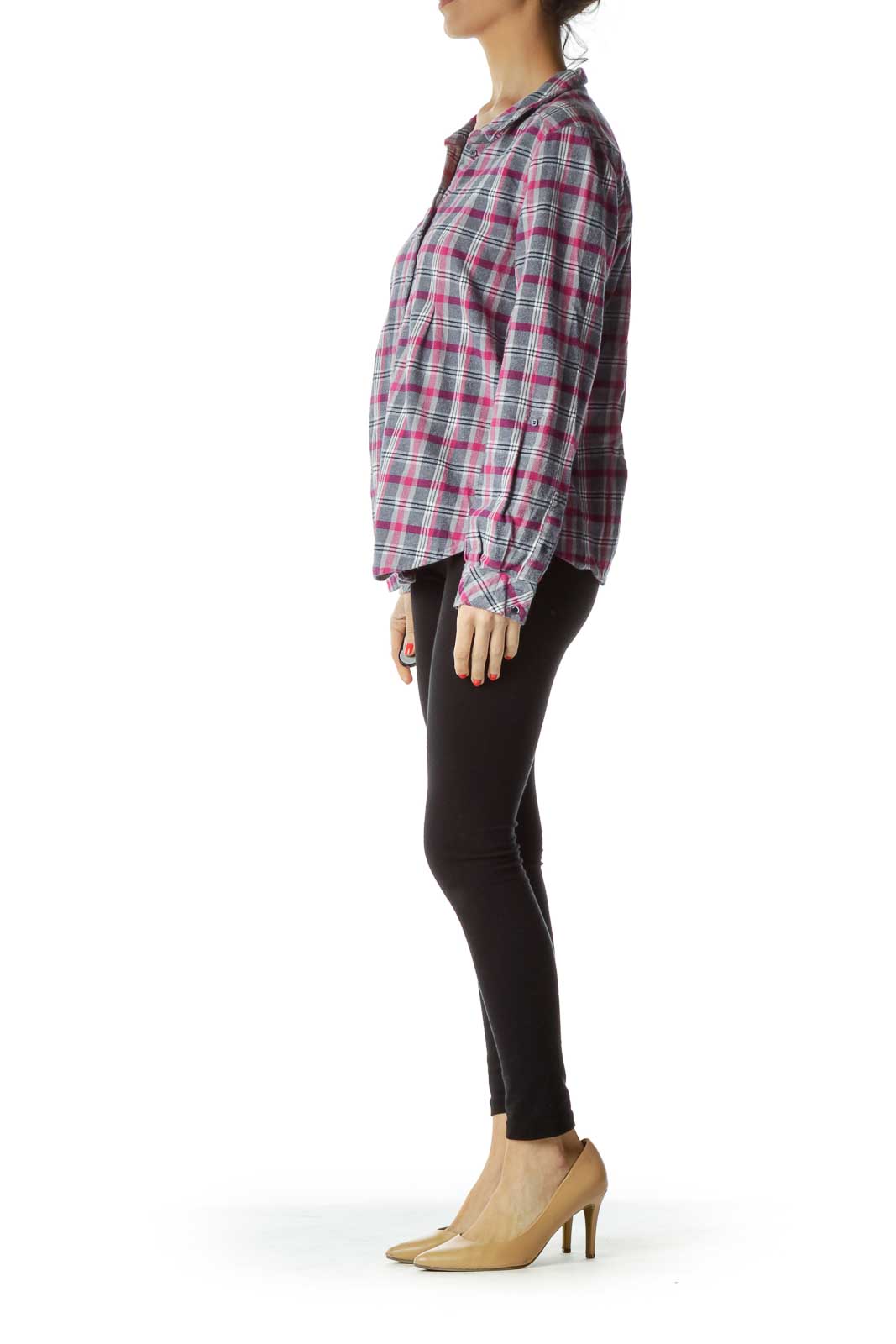 Pink Checkered Flannel Shirt