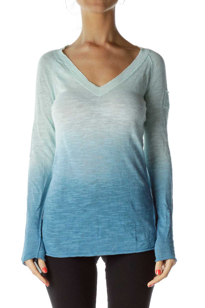 Blue Ombre Linen Sweater