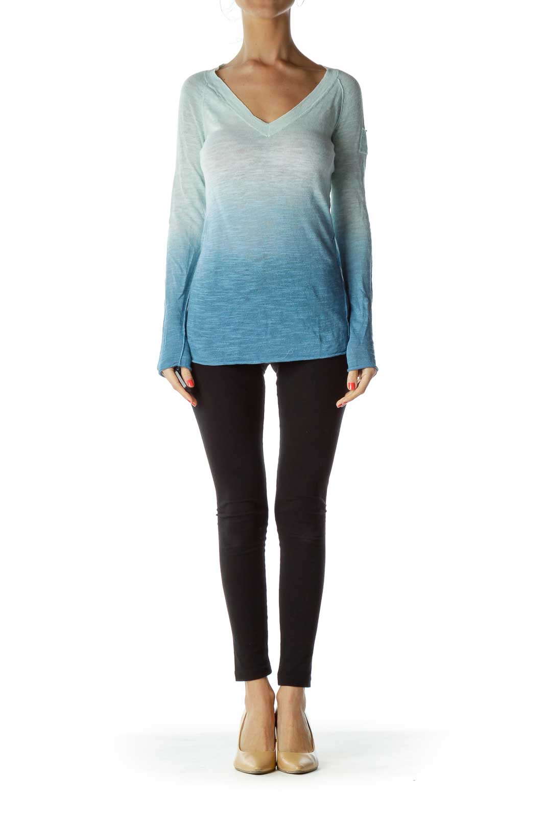 Blue Ombre Linen Sweater