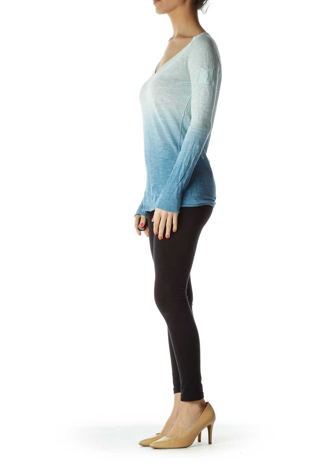 Blue Ombre Linen Sweater