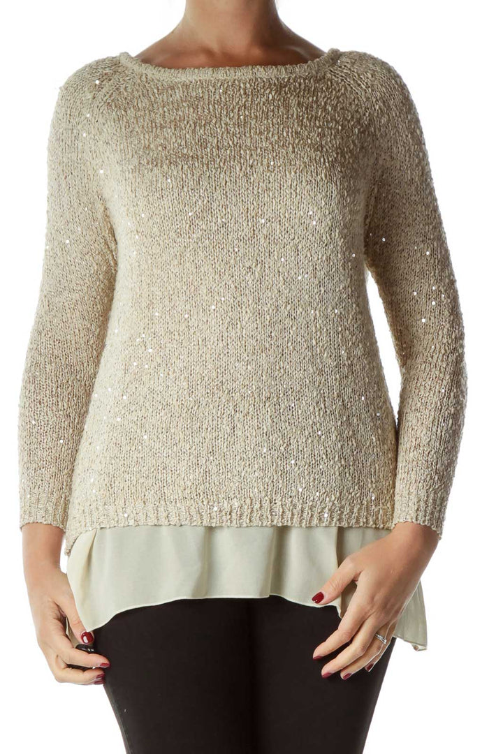 Beige Sequin Sweater