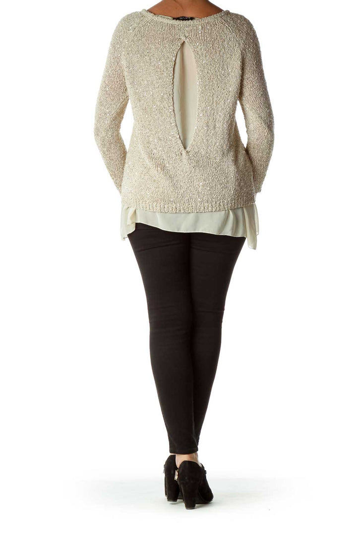 Beige Sequin Sweater