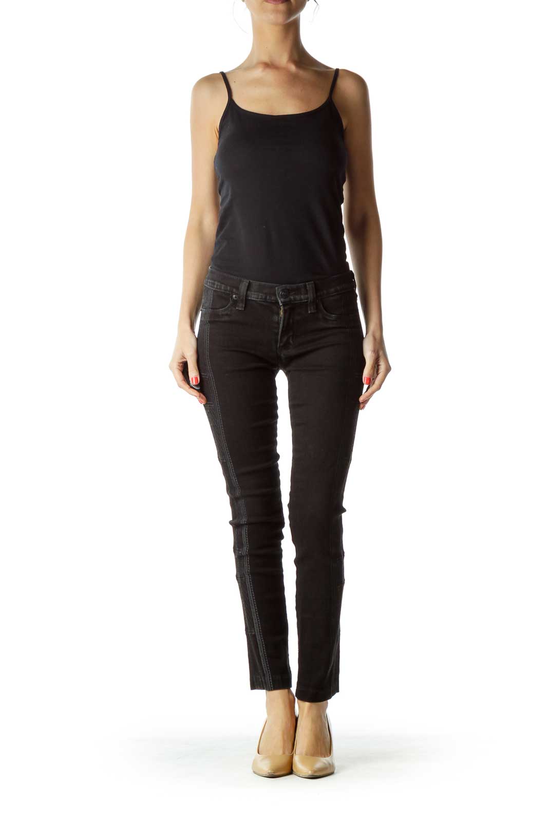 Black Embroidered Skinny Jean