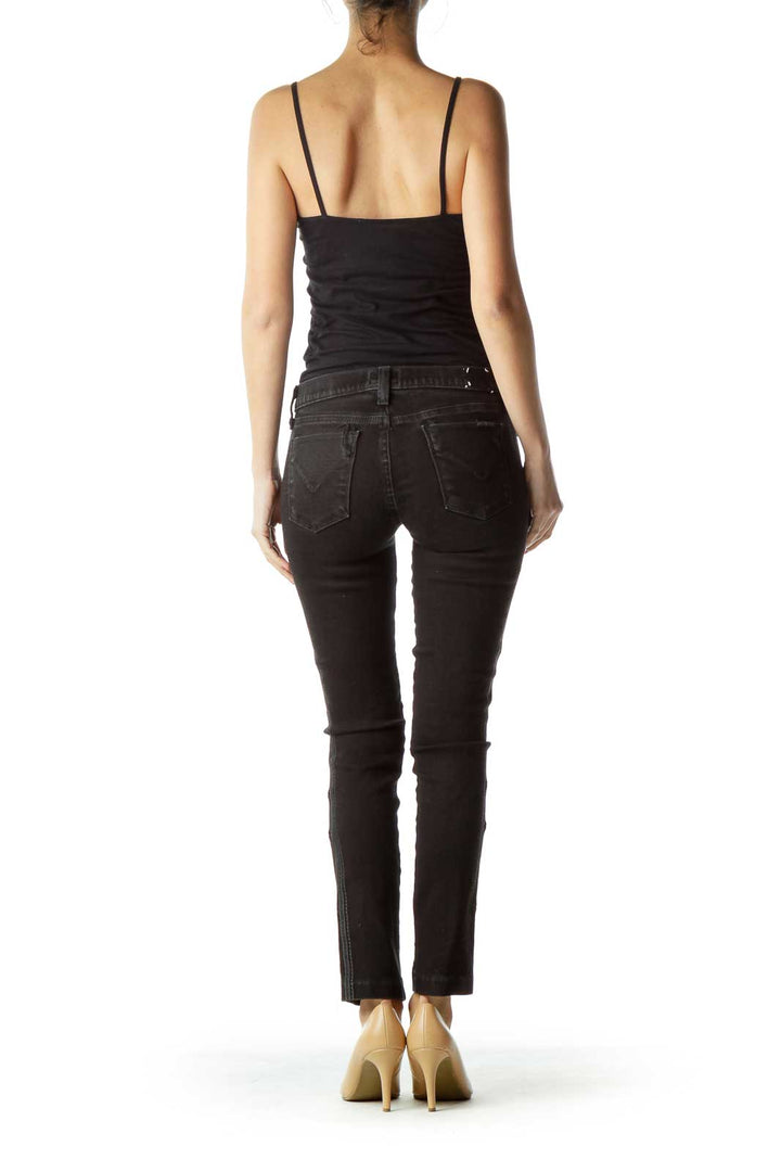 Black Embroidered Skinny Jean