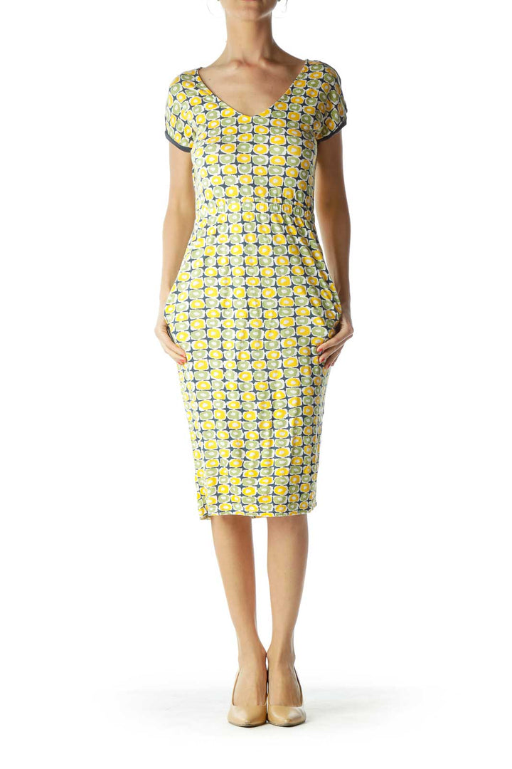 Yellow Green Jersey Knit Day Dress