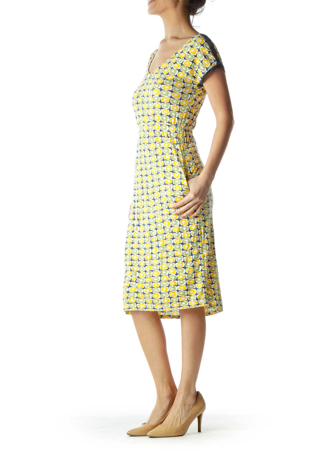 Yellow Green Jersey Knit Day Dress