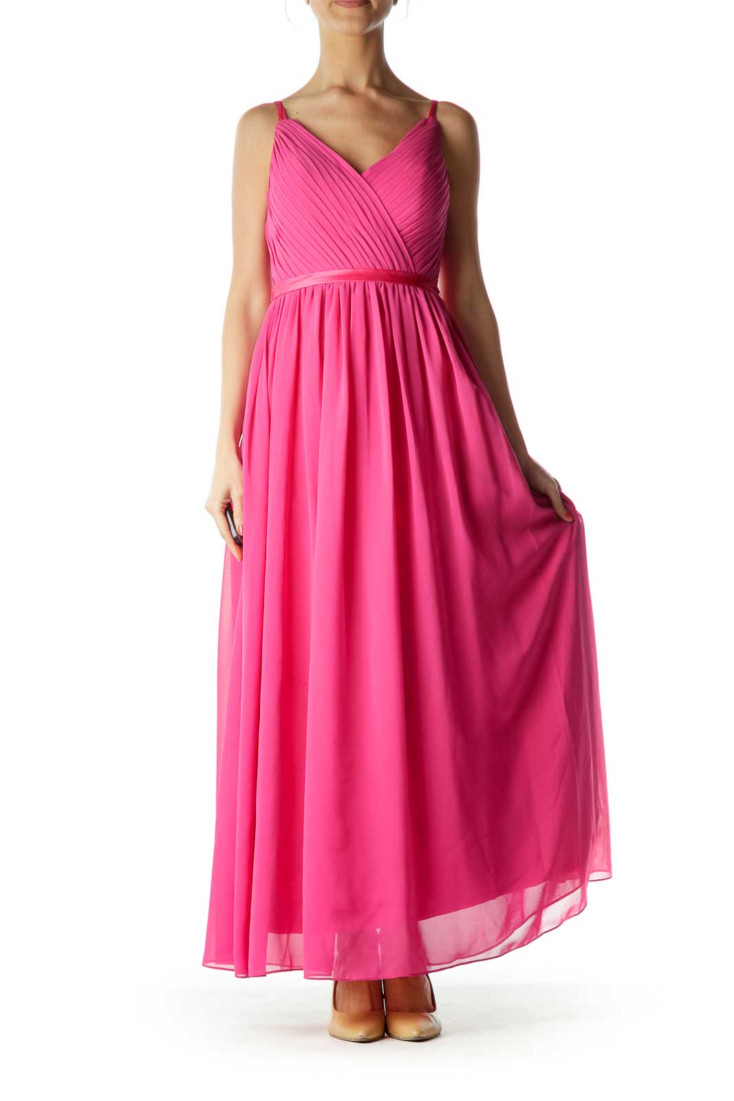 Pink Empire Waist Evening Dress