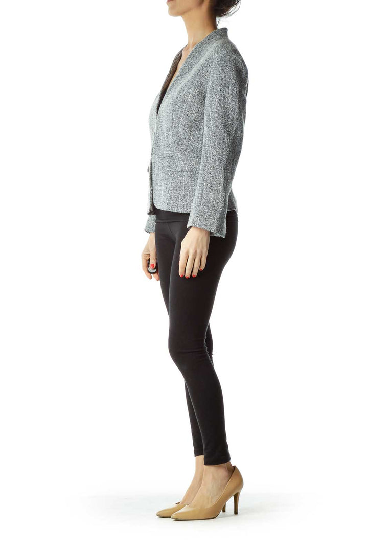 White Black Mottled Tweed Blazer