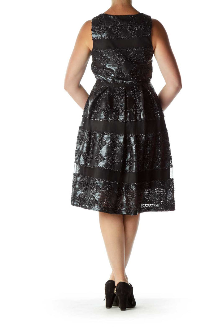 Black Sequin Pleated Dress