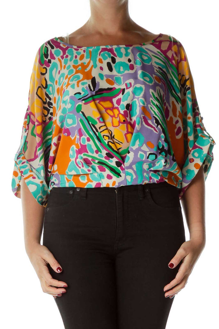 Multicolor Printed Batsleeve Blouse