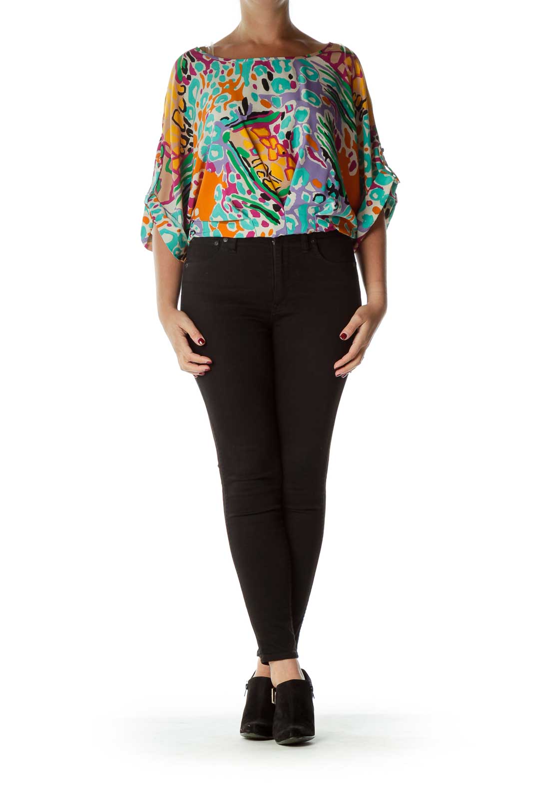 Multicolor Printed Batsleeve Blouse