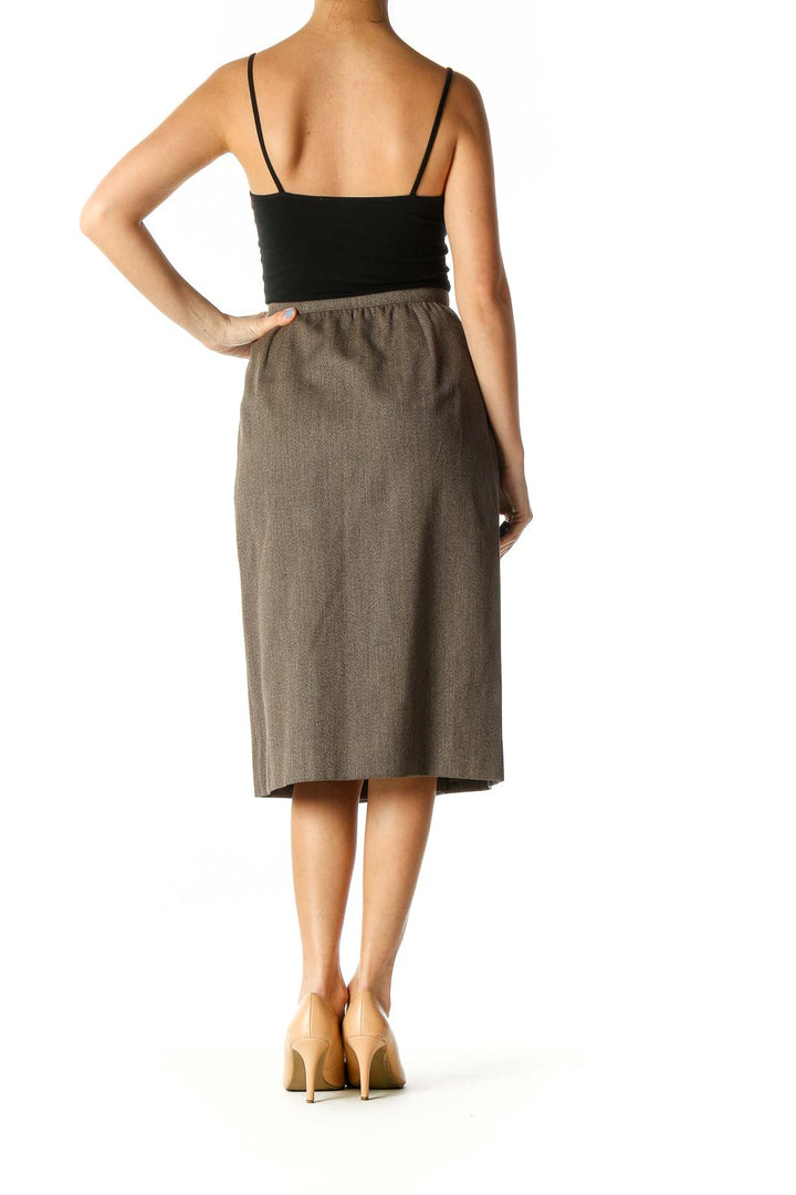 Brown Wool Pencil Skirt