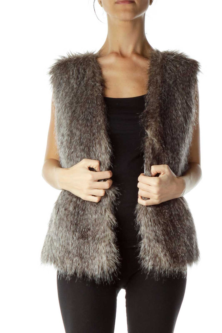 Gray Faux-Fur Vest