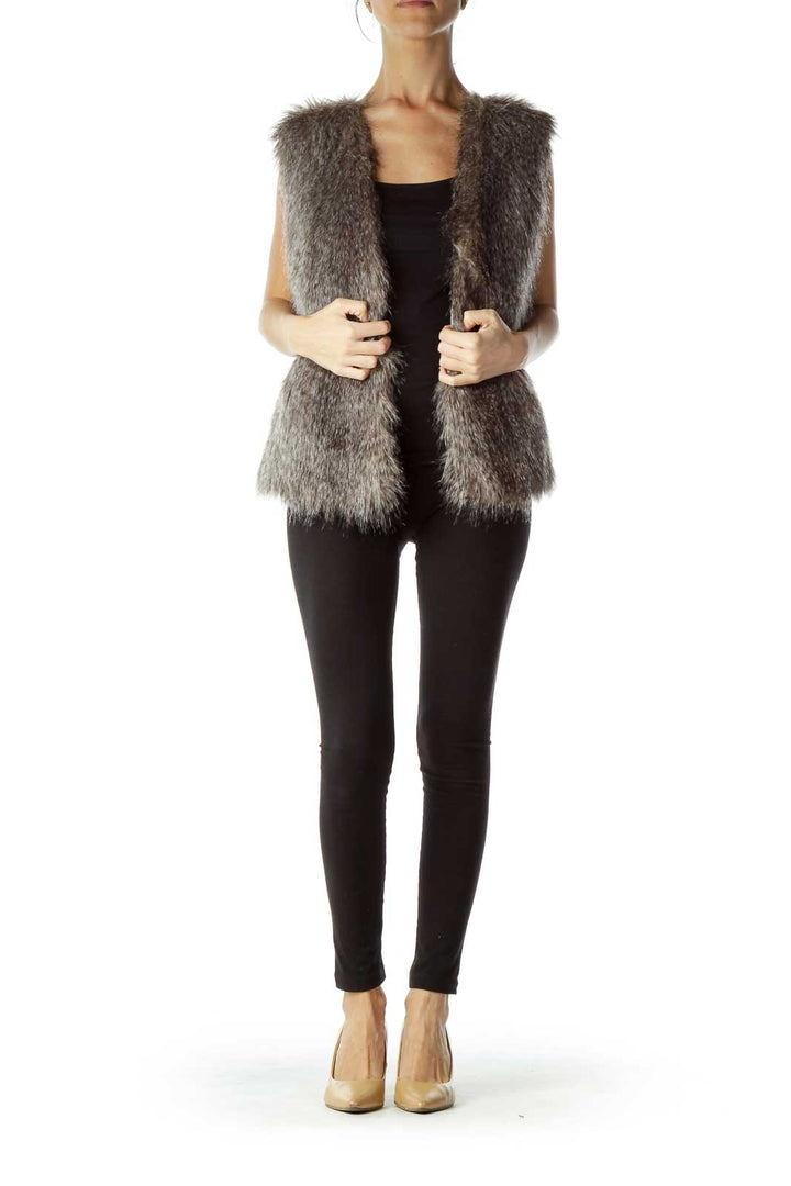 Gray Faux-Fur Vest