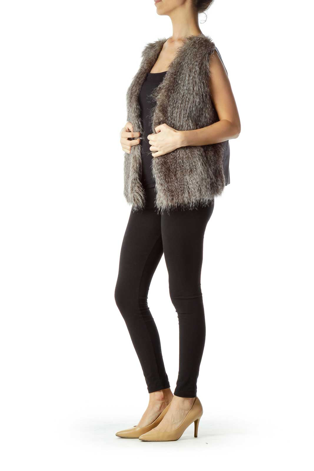 Gray Faux-Fur Vest