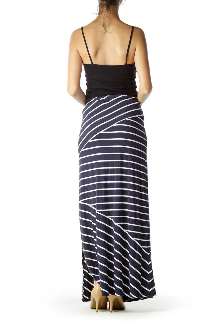 Navy White Stripe Maxi Skirt