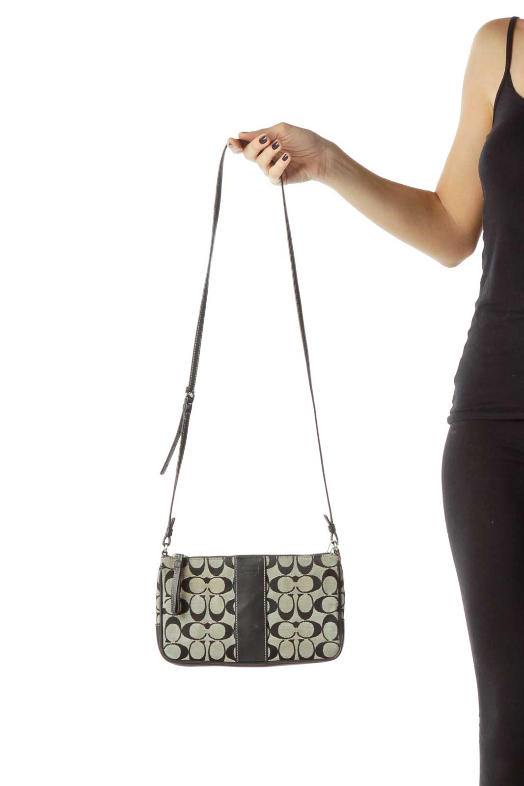 Black Gray Monogrammed Crossbody Bag