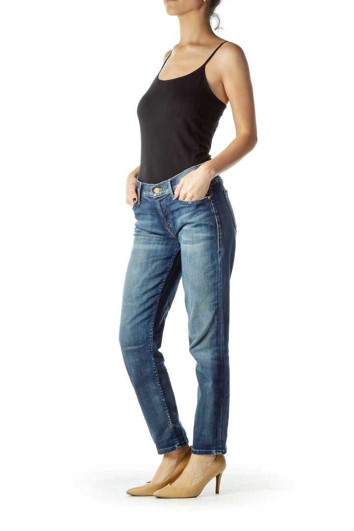 Straight Leg Jean with Distressed Pockets